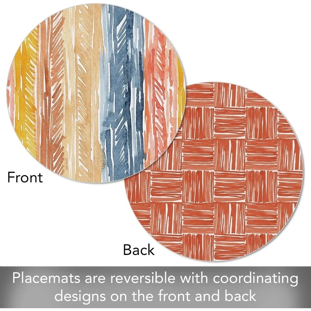 Pattern Flair 4 Pack Round Reversible Easy Care Flexible Plastic Placemats